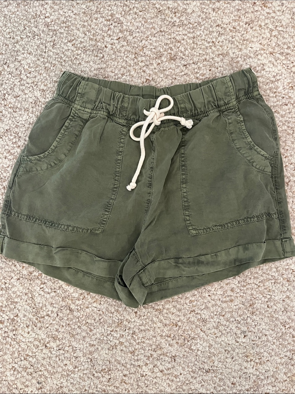 aerie Olive Green Drawstring Pocket Athletic Shorts